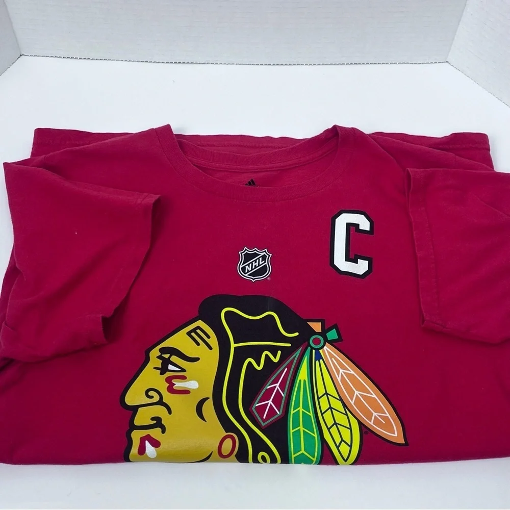 Adidas Men's 100% Cotton Chicago Black Hawks Jonathan Towes Captain Tee Size S